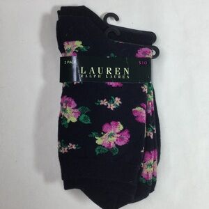Lauren Ralph Lauren Set Of 2 Socks Black Floral